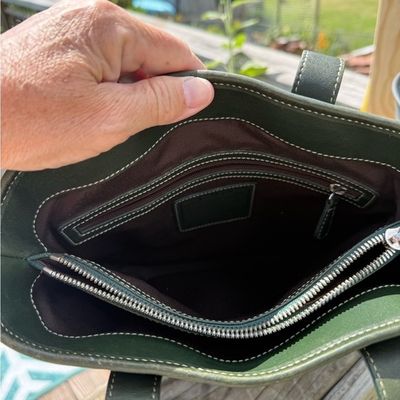 Coach Hampton Lunch Tote Handbag Bottle Green 2002 Leather 7776 Hangtag - Picture 5 of 9